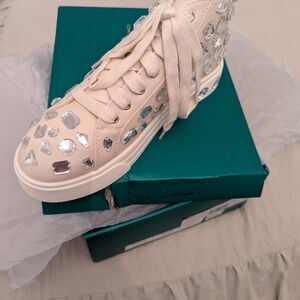 Lauren Lorraine Cream Crystal Sneakers